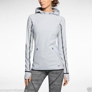 Nike Women`s Dri Fit Luxe Obsessed Training Hoodie Jacket Gray Black Size S.